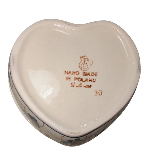 Polish Pottery Heart Shaped Aster Trellis Pattern - Picture 4 of 5